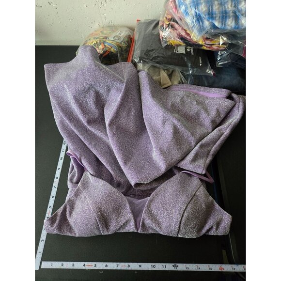 Ever Pretty Lavender Sleeveless Mini Dress Size Large Sparkle Glitter Vneck Hoco - Picture 8 of 13
